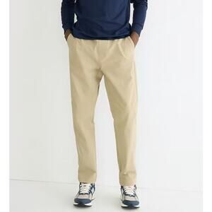 J.Crew Tech Dock Pants Mens S Tan Drawstring Elastic Waist Tapered Leg Stretch